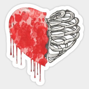 Broken heart, watercolor design, heart disease awareness Sticker